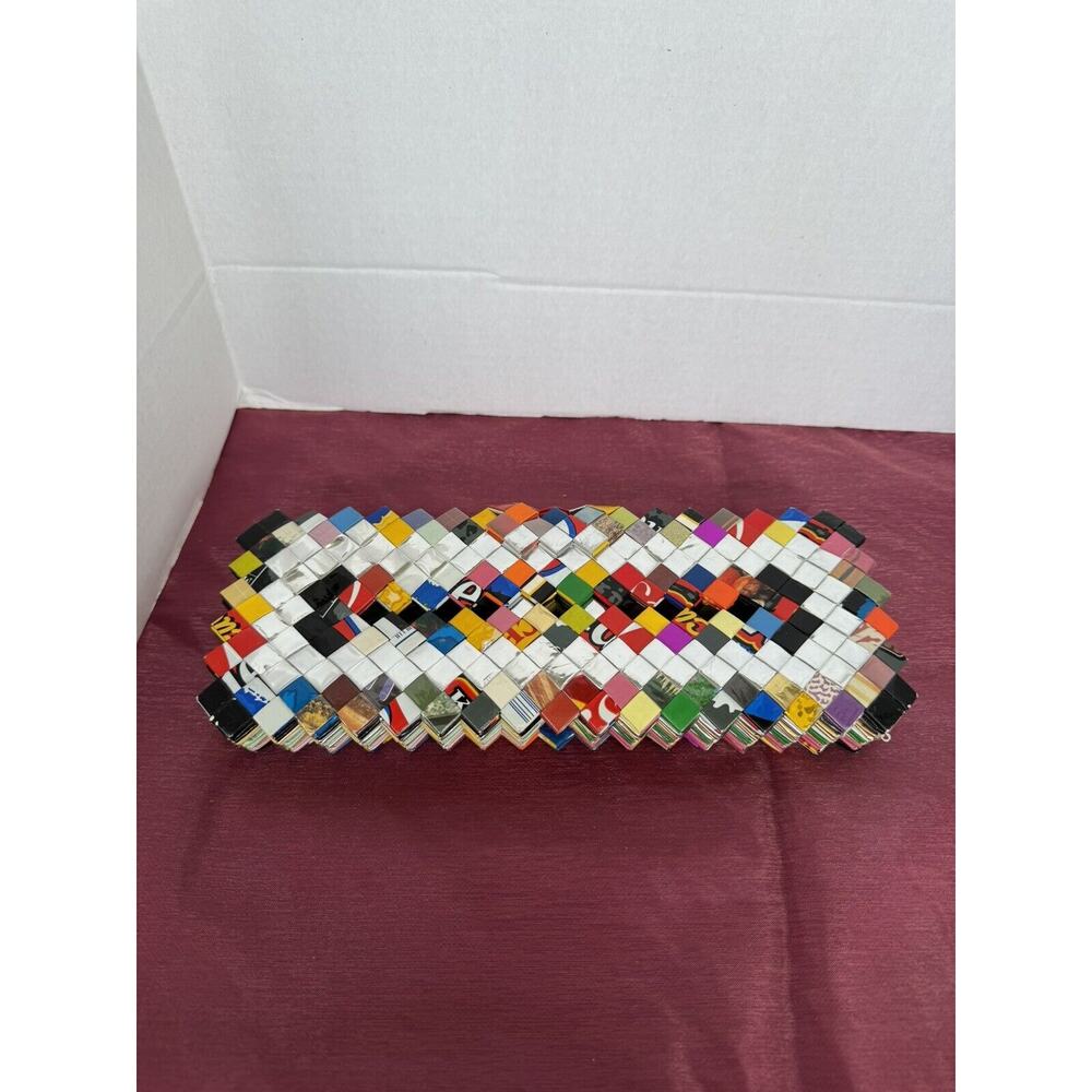 Woven Candy Snack Wrapper Picture Album Recycled Handmade Colorful Art 12 Photos